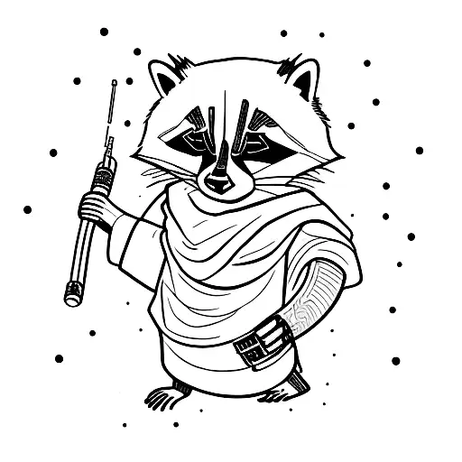 raccoon jedi tattoo design idea