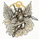 Warrior Angel fighting tattoo design idea