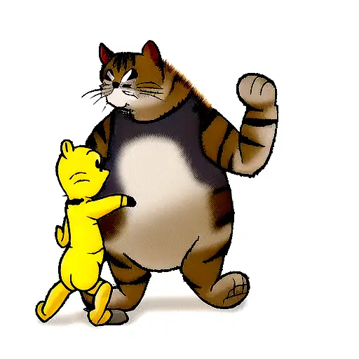 Winnie the pooh with a cat tattoo design idea