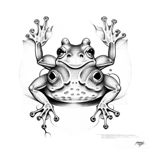 dissected frog with antipossession symbol with words "Family doesn't end with blood" tattoo design idea