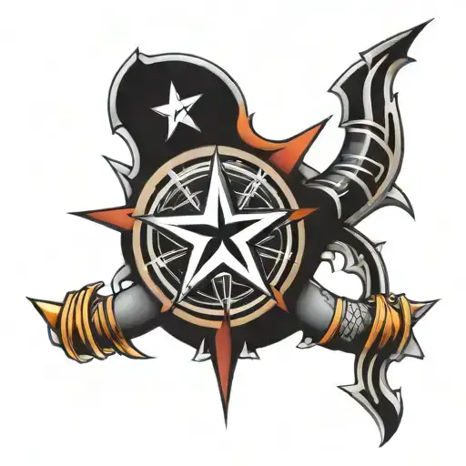 morning star weapon tattoo leg sleeve  tattoo design idea
