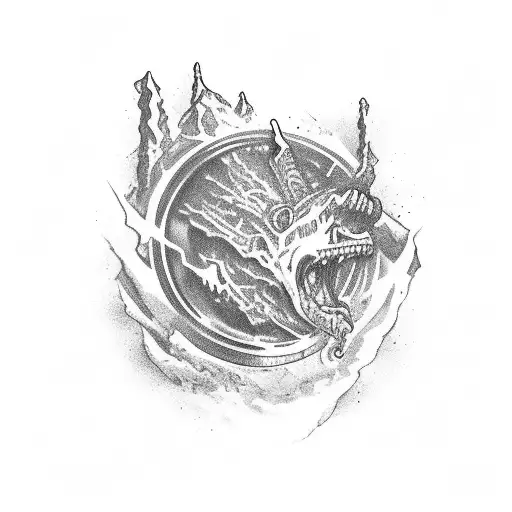 volcano with the word LASCAR and the date 10-23-22 tattoo design idea