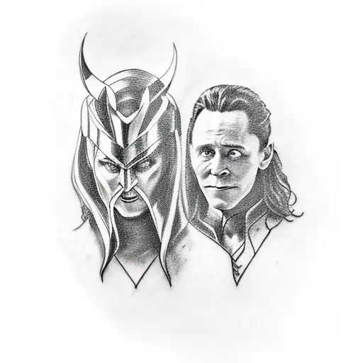 loki and Scarlet witch tattoo design idea
