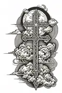 cross with clouds surrounding tattoo design idea