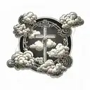 cross with clouds surrounding with G1GB tattoo design idea