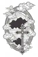 cross with clouds surrounding tattoo design idea