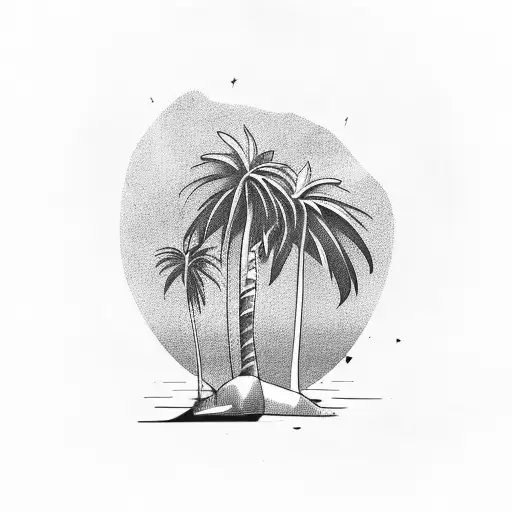 palm tree with a dark urban background tattoo design idea