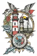 maryland lighthouse maryland flag bridge compass and blue crab  tattoo design idea
