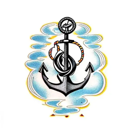 anchor with compass tattoo design idea