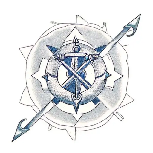 anchor with compass tattoo design idea