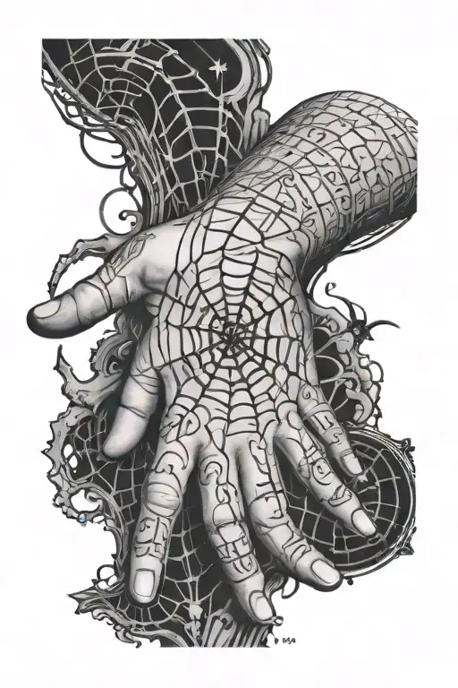 Adam's creation hand w spider web w Rome numbering  tattoo design idea