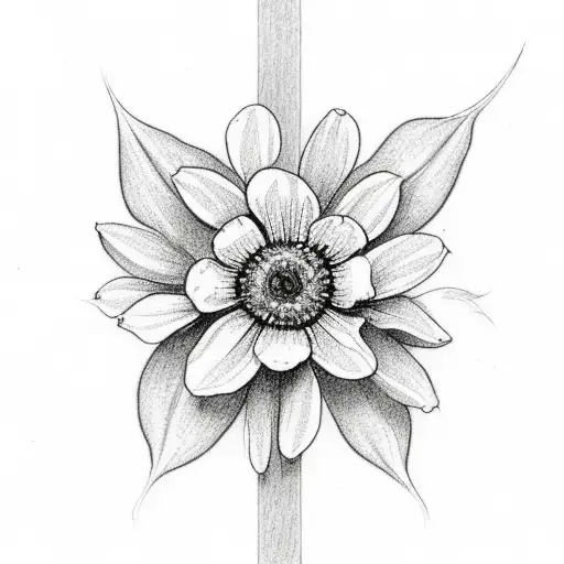 cross, may birth flower, April birth flower, June birth flower, June birth flower, November birth flower  tattoo design idea