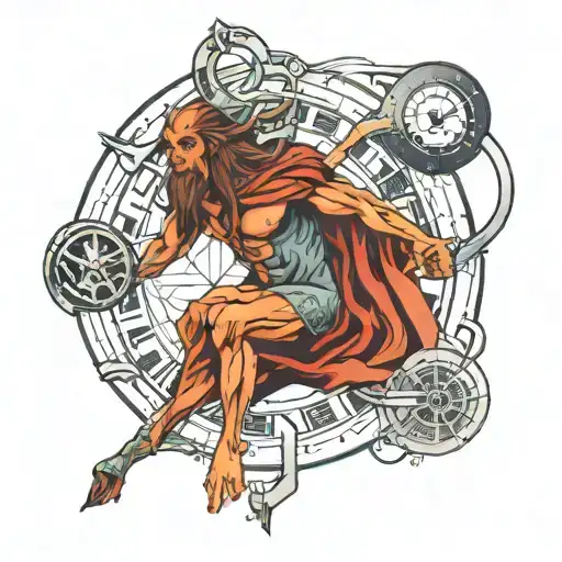 chronos time god tattoo design idea