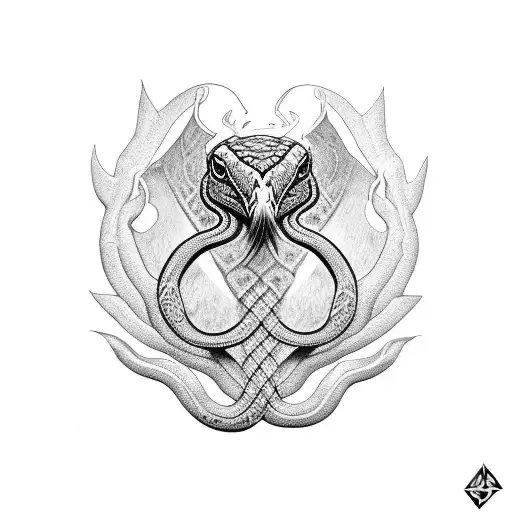 hawk and copperhead snake tattoo design idea