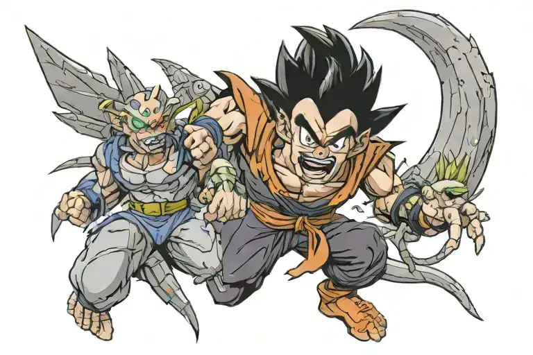 Dragonball z with crash bandicoot  tattoo design idea