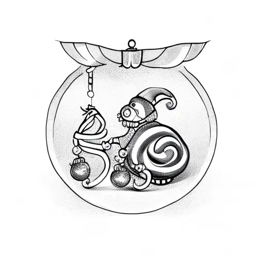 Jingle Bell with a red snake tattoo design idea