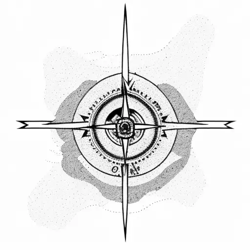 monastery on mountain everest with a compass background  tattoo design idea