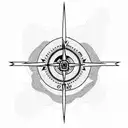 monastery on mountain everest with a compass background  tattoo design idea