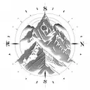 monastery on mountain everest with a compass background  tattoo design idea