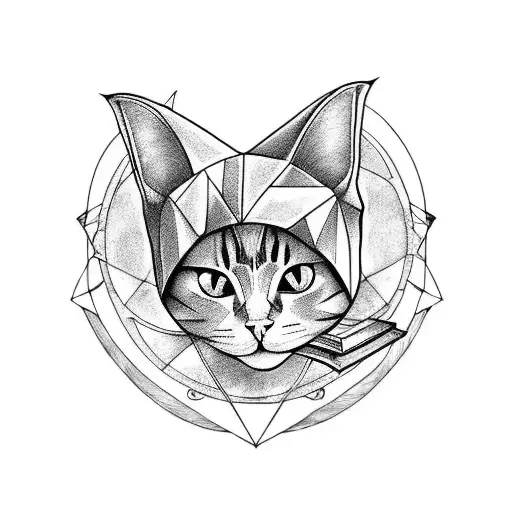 cat ears with fantasy book  tattoo design idea