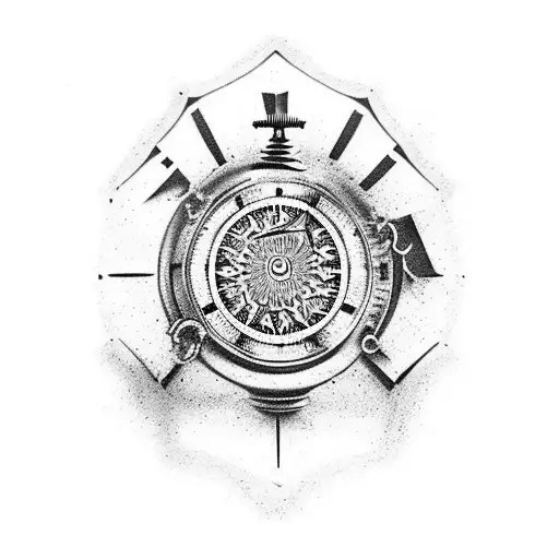 reloj antiguo sin manecillas con la palabras "Casper Dien" y "Memento Morís" es Cristo en los bordes. tattoo design idea