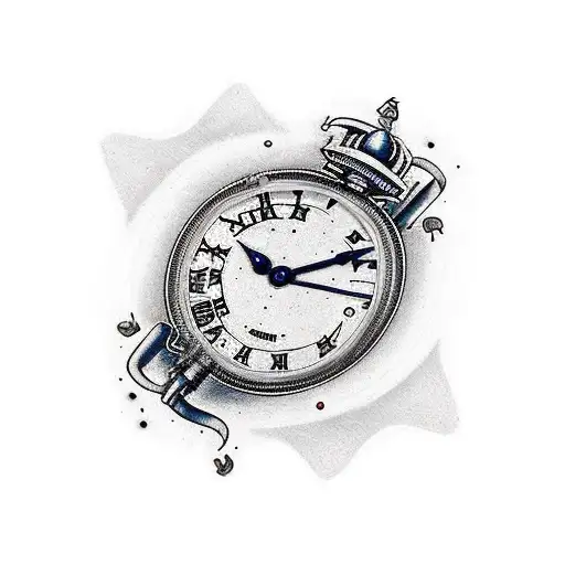 reloj antiguo sin manecillas, con las palabras Casper Dien escrita en los bordes. tattoo design idea