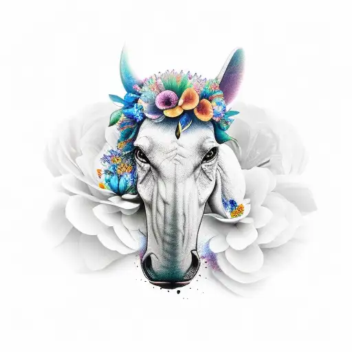 leão com flores tattoo design idea
