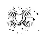 Combine the River Plate Football Club logo with a minimalist design of raindrops falling on a heart tattoo design idea