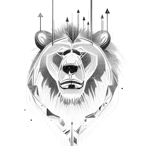 Grizzly Bear Roar, Lion, MDS, Arrow, Travel, Phenox tattoo design idea