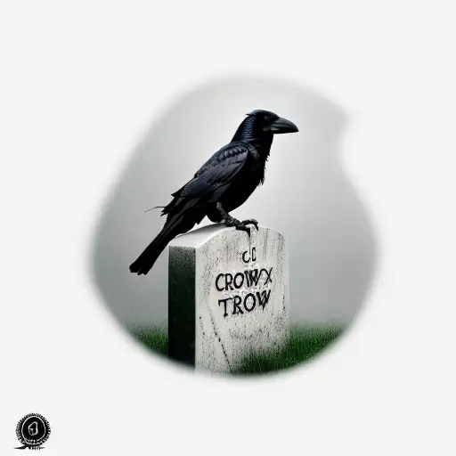 crow sitting on top of a tombstone tattoo design idea