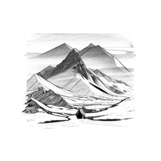 open door with mountain scene in background tattoo design idea