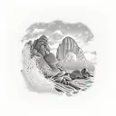 door that is open to reveal the view of haystack rock from ecola state park on the oregon coast tattoo design idea