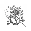 a laurel branch making a bracelet on the arm and in the middle a letter f tattoo design idea