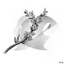 a laurel branch making a bracelet on the arm and in the middle a letter f tattoo design idea