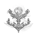 a laurel branch making a bracelet on the arm and in the middle a letter f tattoo design idea