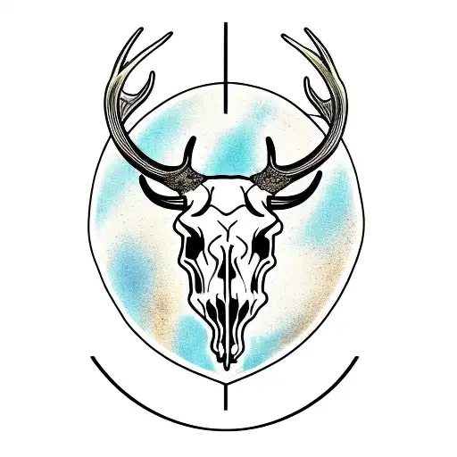 Bull Skull with deer  tattoo design idea