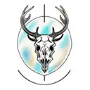 Bull Skull with deer  tattoo design idea