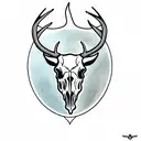 Bull Skull with deer  tattoo design idea