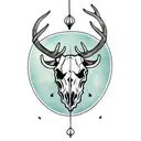Bull Skull with deer  tattoo design idea