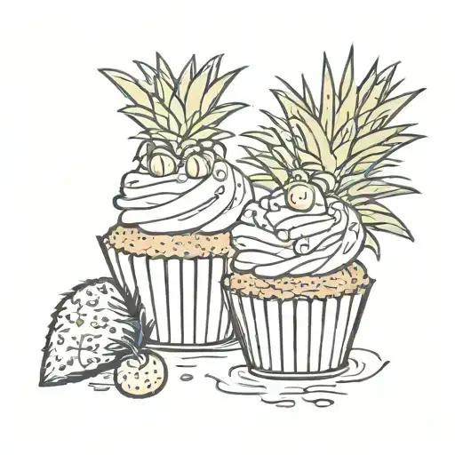 cupcake and pineapple  tattoo design idea