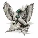 Mallard ducks coming over big timbers onto water tattoo design idea