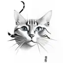 cats with japanese elements covering the whole arm tattoo design idea