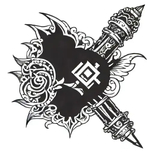Trishul and mic tattoo design idea