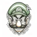 face of Luigi of the Mario bros tattoo design idea