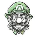 face of Luigi of the Mario bros tattoo design idea