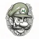 face of Luigi of the Mario bros tattoo design idea