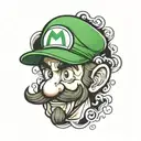 face of Luigi of the Mario bros tattoo design idea