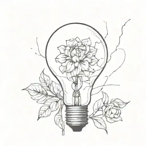broken light bulb with flower blooming tattoo design idea