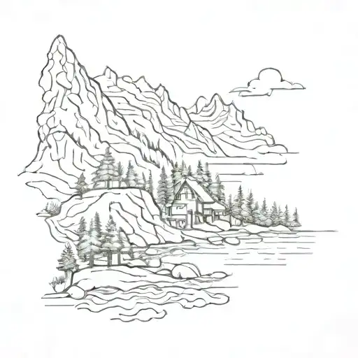 pretty oceans and West Virginia mountain scene tattoo tattoo design idea
