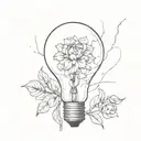 broken light bulb with flower blooming tattoo design idea